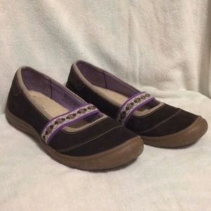 Lands End Mary Jane Brown Suede Flats Size 7 1/2B